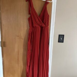 Lulu's Red Pleated Midi Dress